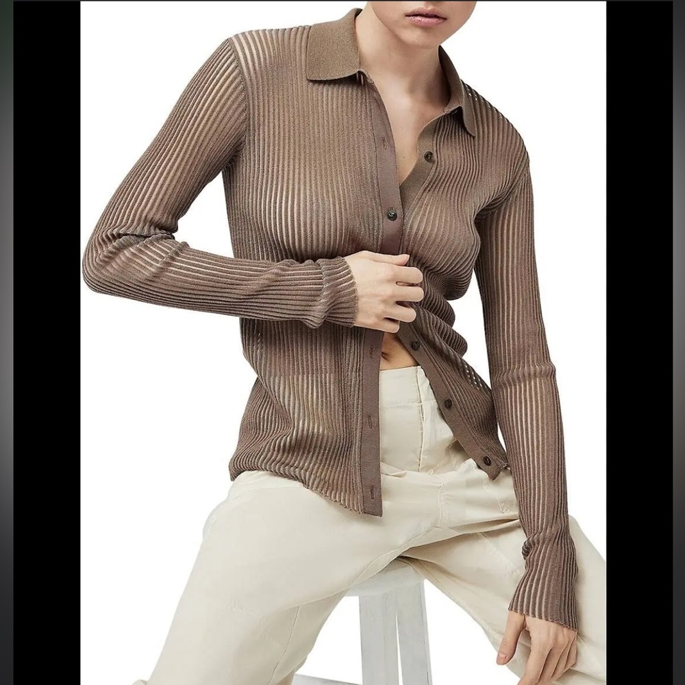 Rag & Bone Dorit Wool Button Down Shirt Sweater